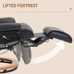 HOMCOM Reclining Armchair 135Degree Footrest LivingRoom with a 360° swivel base and extended footrest