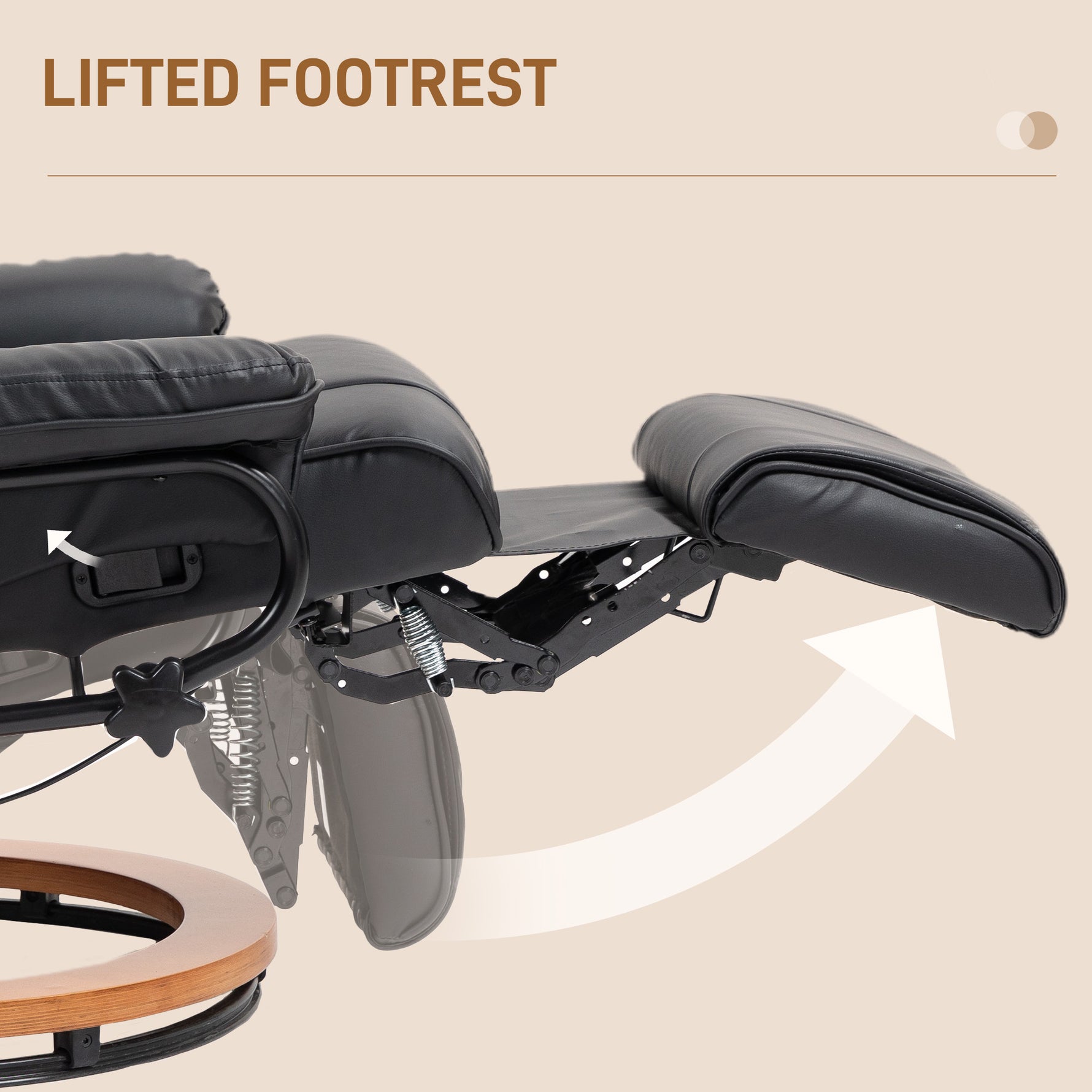 HOMCOM Reclining Armchair 135Degree Footrest LivingRoom with a 360° swivel base and extended footrest