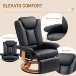 HOMCOM Reclining Armchair 135Degree Footrest LivingRoom by Elevato Comfort, black PU leather 360° swivel