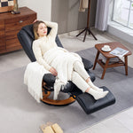HOMCOM Reclining Armchair 135Degree Footrest LivingRoom person relaxing in a black leather recliner 360° swivel.