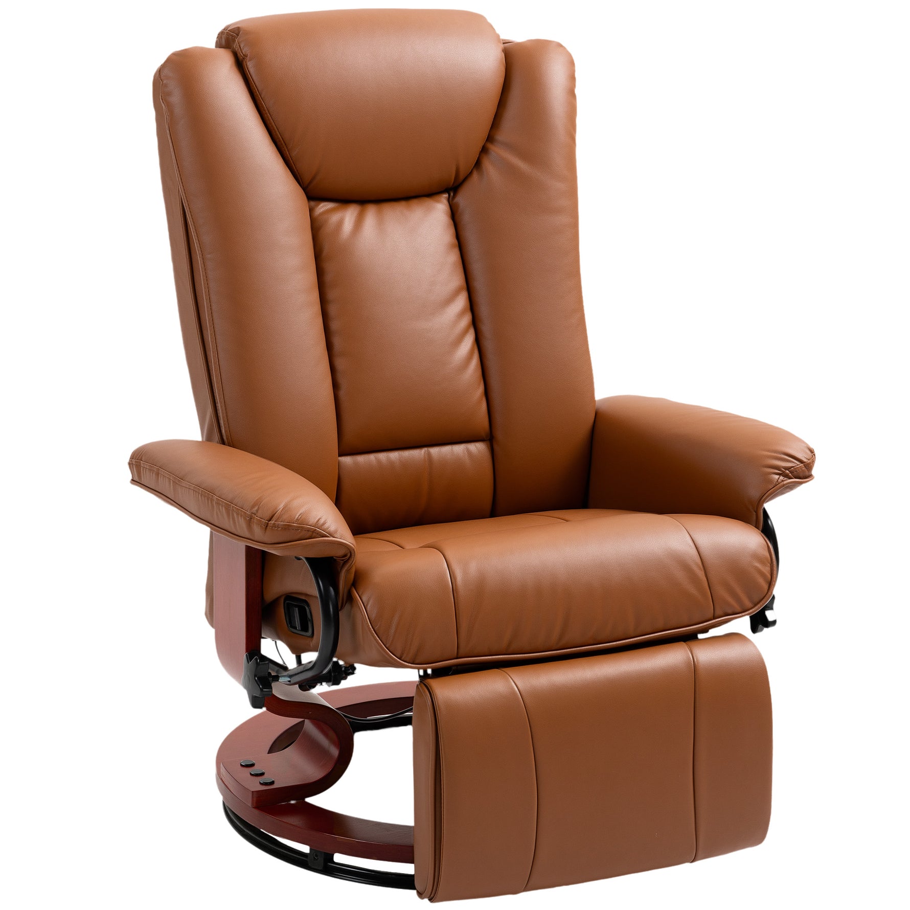 HOMCOM Reclining Armchair 135Degree Footrest LivingRoom in brown leather with built-in footrest and swivel base.