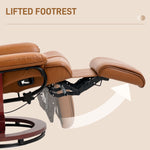 HOMCOM Reclining Armchair 135Degree Footrest LivingRoom with extended footrest and 360° swivel base