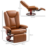 HOMCOM Reclining Armchair 135Degree Footrest LivingRoom with 360° swivel base for living room comfort