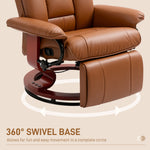 HOMCOM Reclining Armchair 135Degree Footrest LivingRoom in brown leather with a built-in footrest and 360° swivel base.