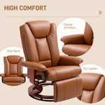 HOMCOM Reclining Armchair 135Degree Footrest LivingRoom in brown PU leather with high back.