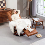 HOMCOM Reclining Armchair 135Degree Footrest LivingRoom with footrest and swivel base; person relaxing in living room.