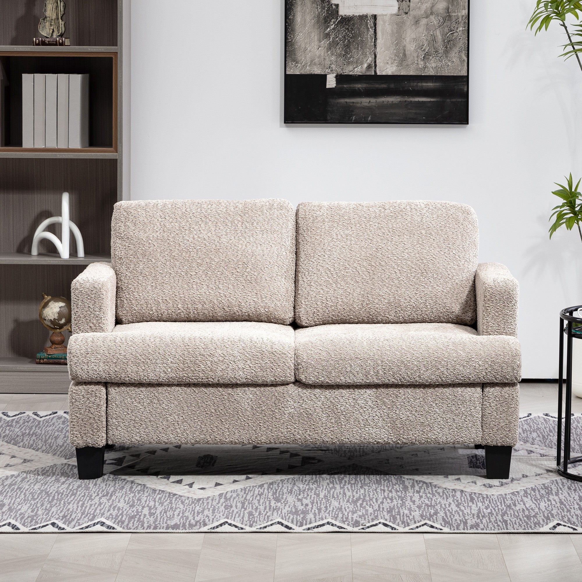 Homcom Chenille Loveseat 138 cm S Springs For Small Rooms in soft beige chenille, ideal for compact living spaces.