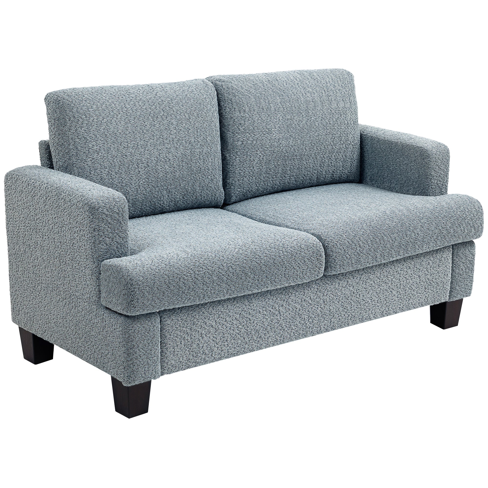 Homcom Chenille Loveseat 138 cm S Springs For Small Rooms in soft blue-grey chenille for compact living spaces