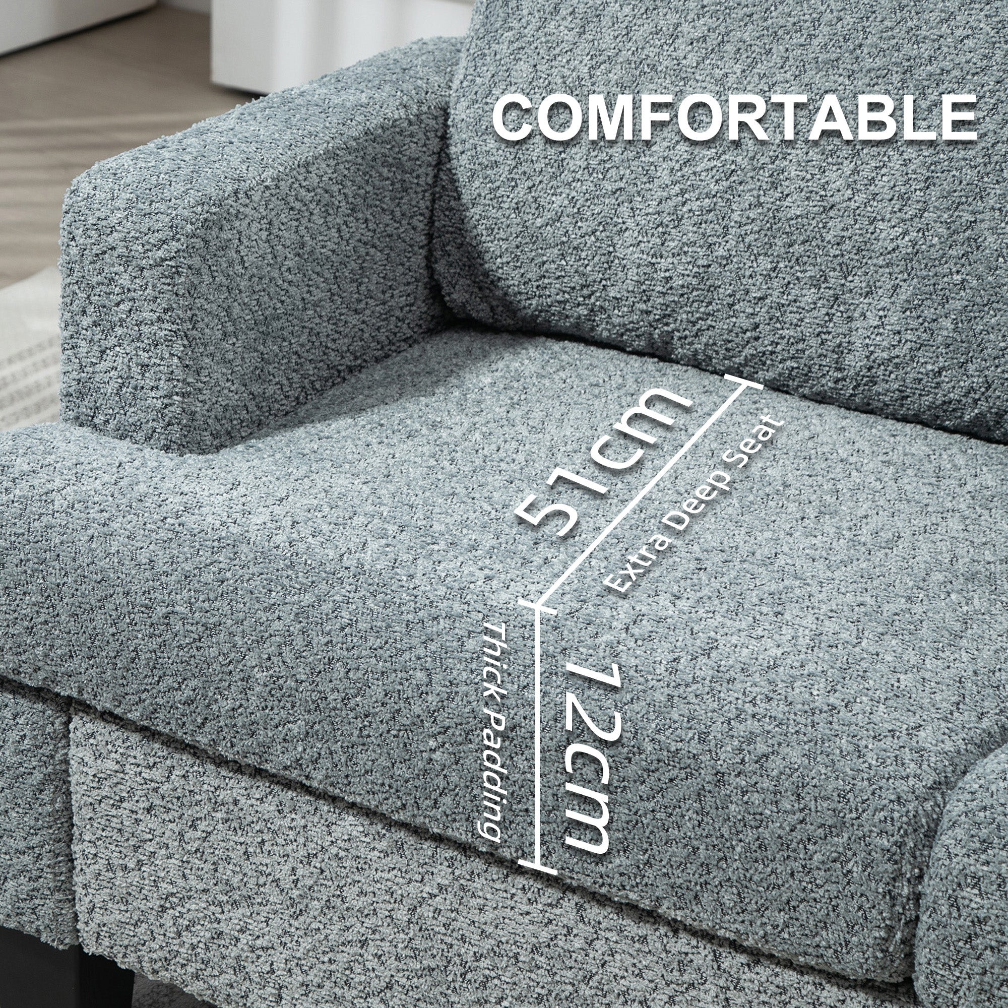 Homcom Chenille Loveseat 138 cm S Springs For Small Rooms blue-grey chenille sofa with a 12 cm thick seat