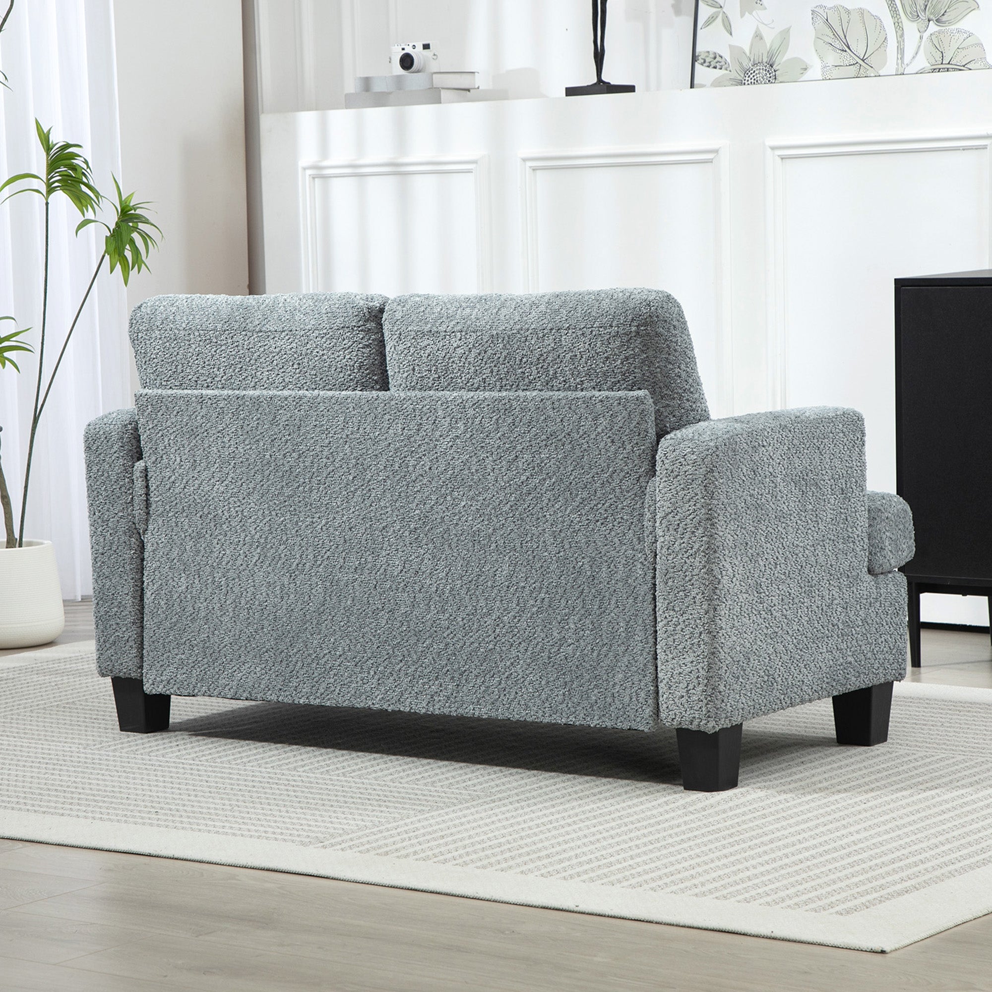 Homcom Chenille Loveseat 138 cm S Springs For Small Rooms in blue-grey chenille, a compact sofa for small spaces