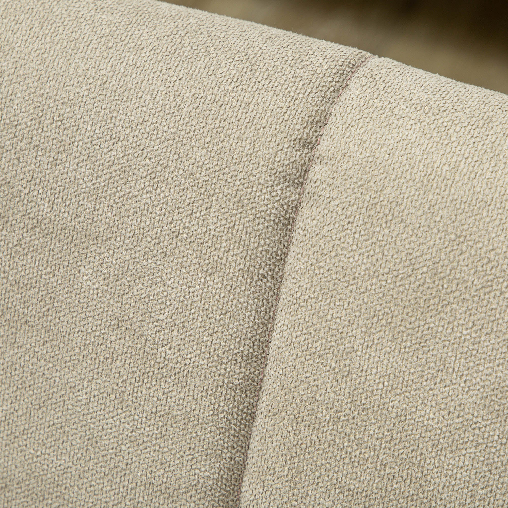 HOMCOM Three Seater Sofa Full Size Channel Tufted For Home close-up of beige linen-look upholstery and tufted seam.