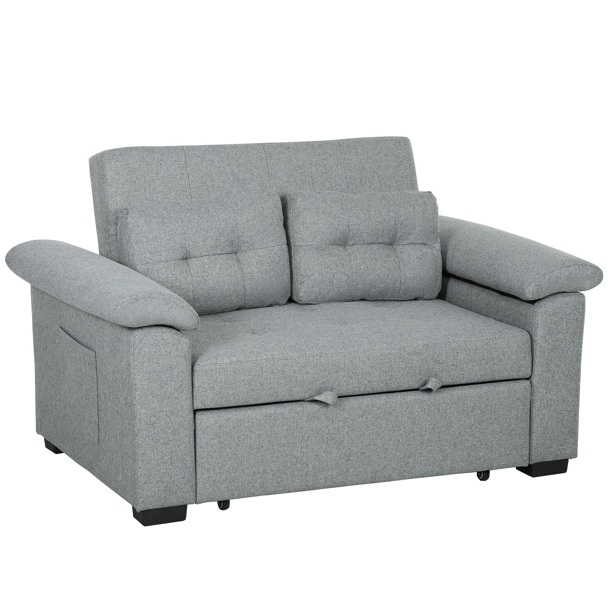Homcom Sofa Bed Two Seater Click Clack For Living Room in dark grey fabric with 3-in-1 seating, reclining, sleeping.
