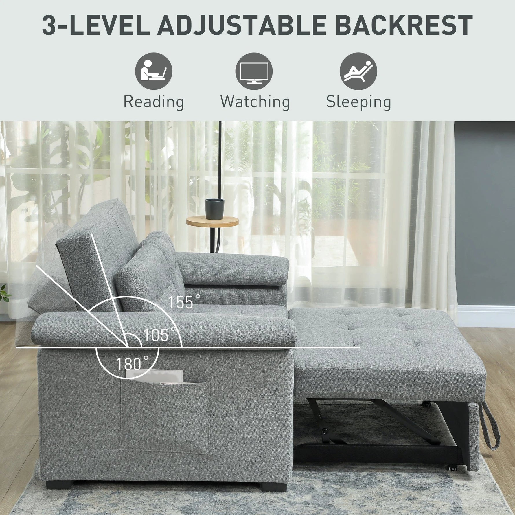 HOMCOM Homcom Sofa Bed Two Seater Click Clack For Living Room - Sofa Bed