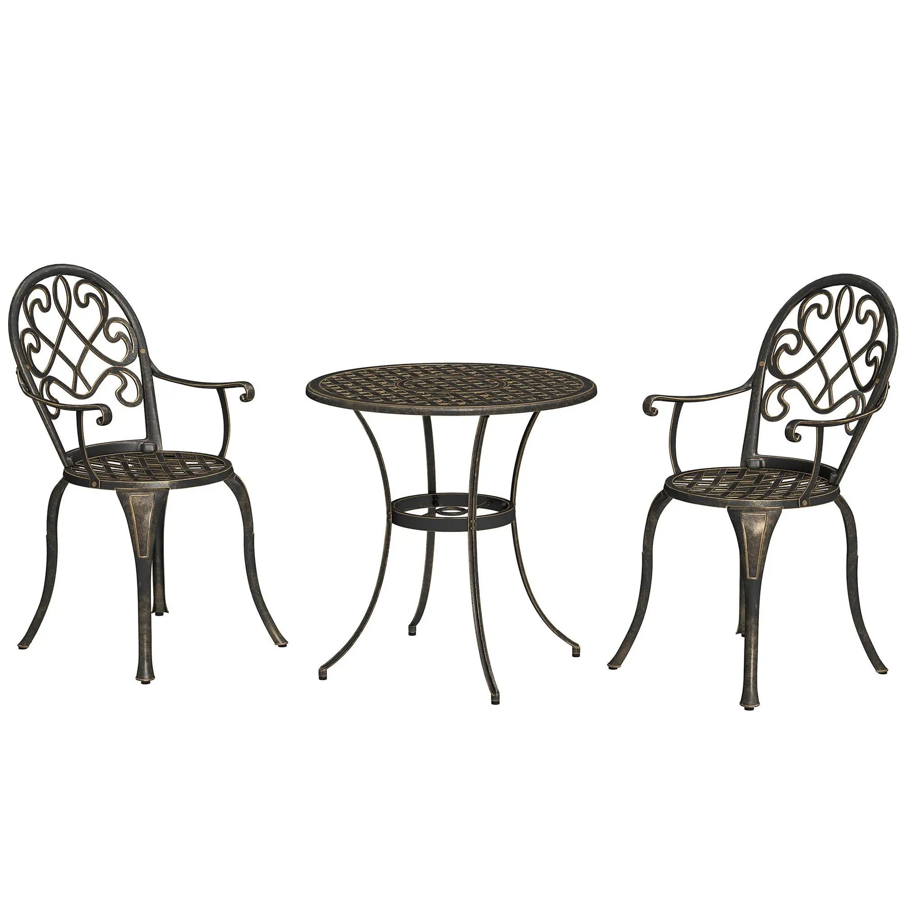 Outsunny Outsunny 3PCs Bistro Set, Aluminium Garden Table and Chairs - Bistro Sets