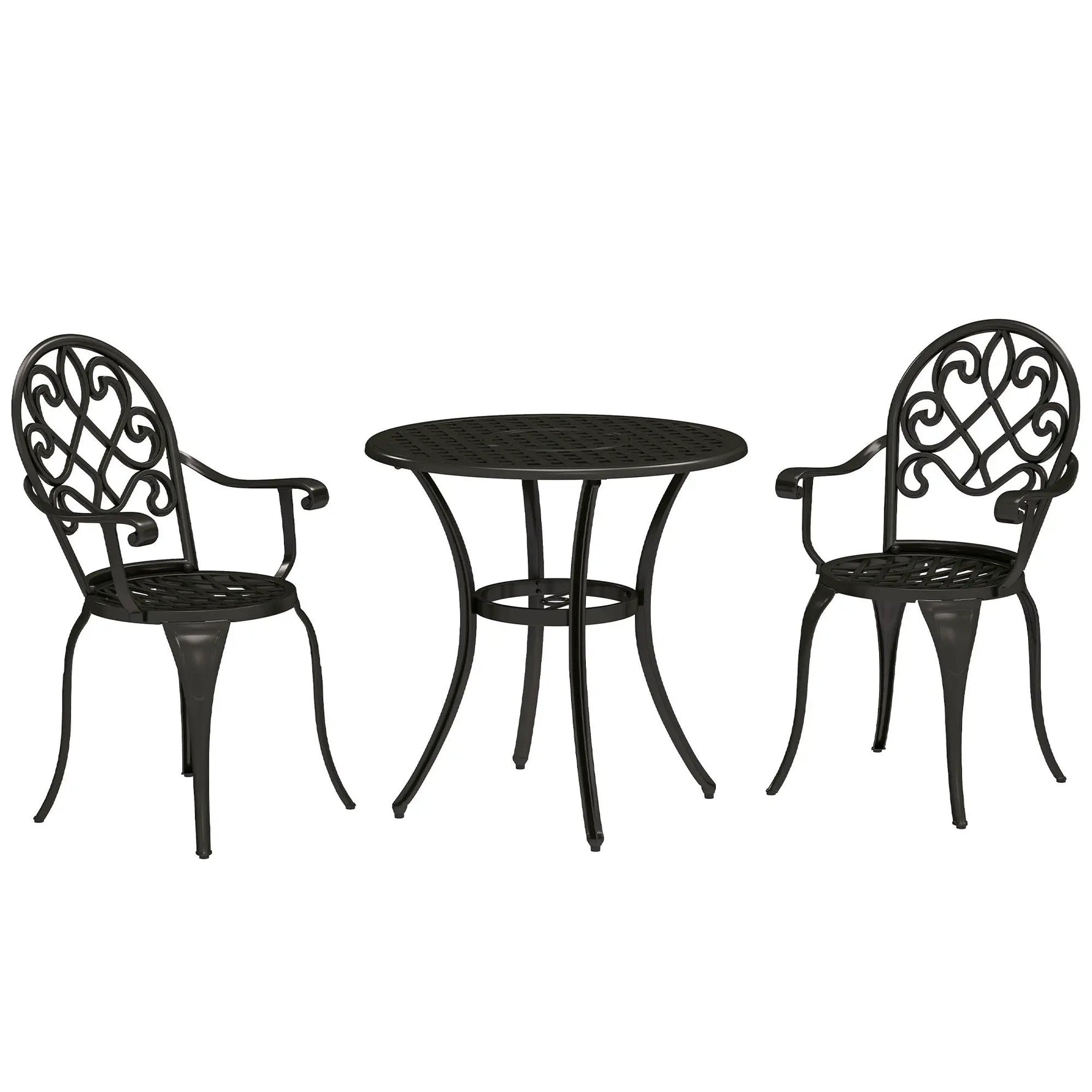 Outsunny Outsunny 3PCs Bistro Set, Aluminium Garden Table and Chairs - Bistro Sets