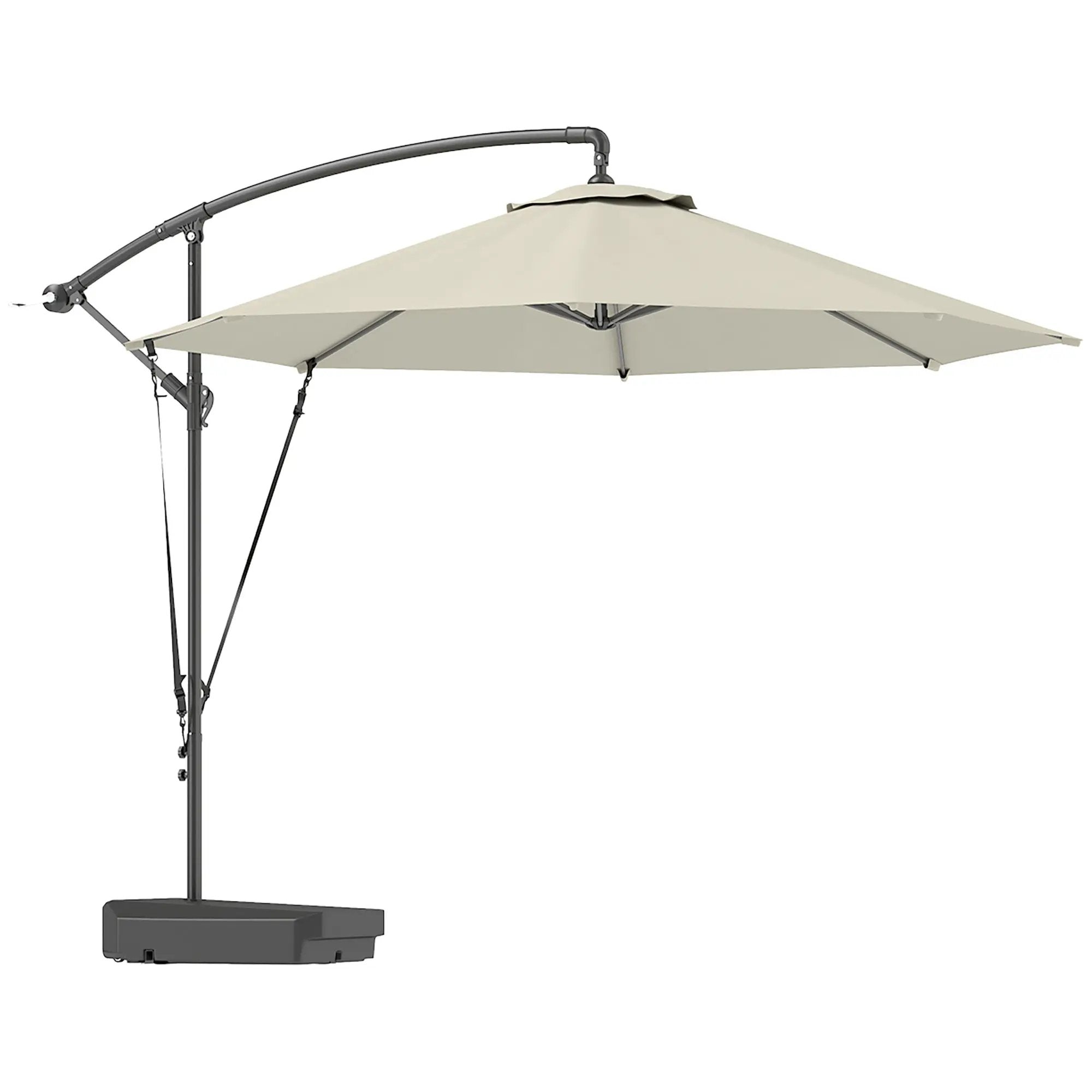 Outsunny Outsunny Garden Cantilever Parasol with Cover Weighted Base Wind Strap - Parasol