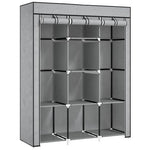 HOMCOM Fabric Portable Wardrobe 125x43x162.5 cm with 8 Shelves and 2 Hanging Rails Dust-Proof Storage for Home Organization by HOMCOM