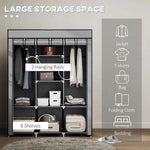 HOMCOM HOMCOM Fabric Portable Wardrobe 125x43x162.5 cm with 8 Shelves and 2 Hanging Rails Dust-Proof Storage for Home Organization - Wardrobe