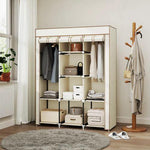 HOMCOM HOMCOM Fabric Portable Wardrobe 125x43x162.5 cm with 8 Shelves and 2 Hanging Rails Dust-Proof Storage for Home Organization - Wardrobe