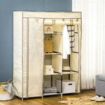 HOMCOM Fabric Portable Wardrobe 125x43x162.5 cm with 8 Shelves and 2 Hanging Rails Dust-Proof Storage for Home Organization by HOMCOM
