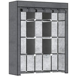 HOMCOM Fabric Portable Wardrobe 125x43x162.5 cm with 8 Shelves and 2 Hanging Rails Dust-Proof Storage for Home Organization by HOMCOM