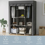 HOMCOM Fabric Portable Wardrobe 125x43x162.5 cm with 8 Shelves and 2 Hanging Rails Dust-Proof Storage for Home Organization by HOMCOM