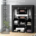 HOMCOM Fabric Portable Wardrobe 125x43x162.5 cm with 8 Shelves and 2 Hanging Rails Dust-Proof Storage for Home Organization by HOMCOM