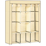 HOMCOM HOMCOM Fabric Portable Wardrobe 125x43x162.5 cm with 8 Shelves and 2 Hanging Rails Dust-Proof Storage for Home Organization - Wardrobe