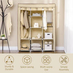 HOMCOM HOMCOM Fabric Portable Wardrobe 125x43x162.5 cm with 8 Shelves and 2 Hanging Rails Dust-Proof Storage for Home Organization - Wardrobe
