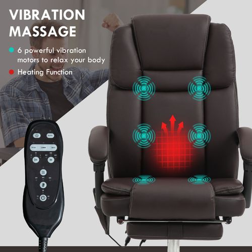 Vinsetto Massage Office Chair, PU Leather High Back Recliner offers ergonomic support and soothing vibration massage features.
