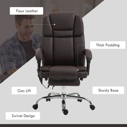 Vinsetto Massage Office Chair, PU Leather High Back Recliner offers ergonomic comfort and a relaxing massage function.