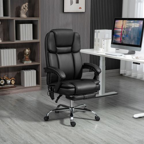 Vinsetto Massage Office Chair, PU Leather High Back Recliner offers ergonomic comfort and built-in massage for relaxation.
