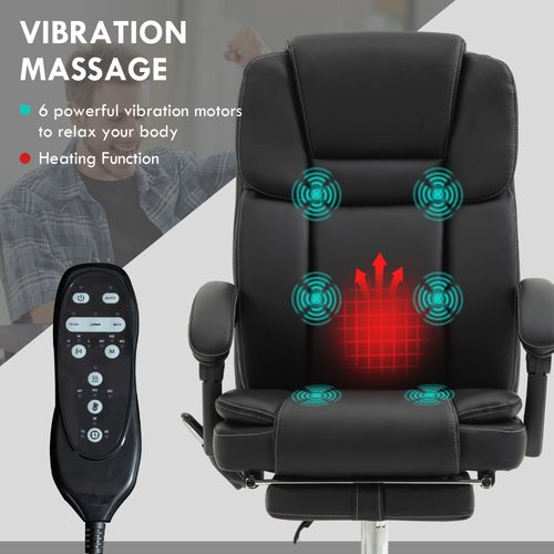 Relax in the Vinsetto Massage Office Chair, PU Leather High Back Recliner, featuring six vibration motors for ultimate comfort.