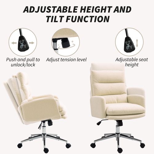 HOMCOM Height Adjustable Upholstered Desk Chair with Soft Padding and 360 Degree Swivel enhances comfort for office use.