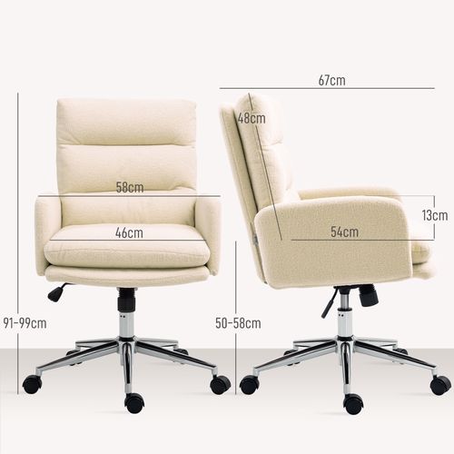 HOMCOM Height Adjustable Upholstered Desk Chair with Soft Padding and 360 Degree Swivel for Office Use, perfect for comfort.