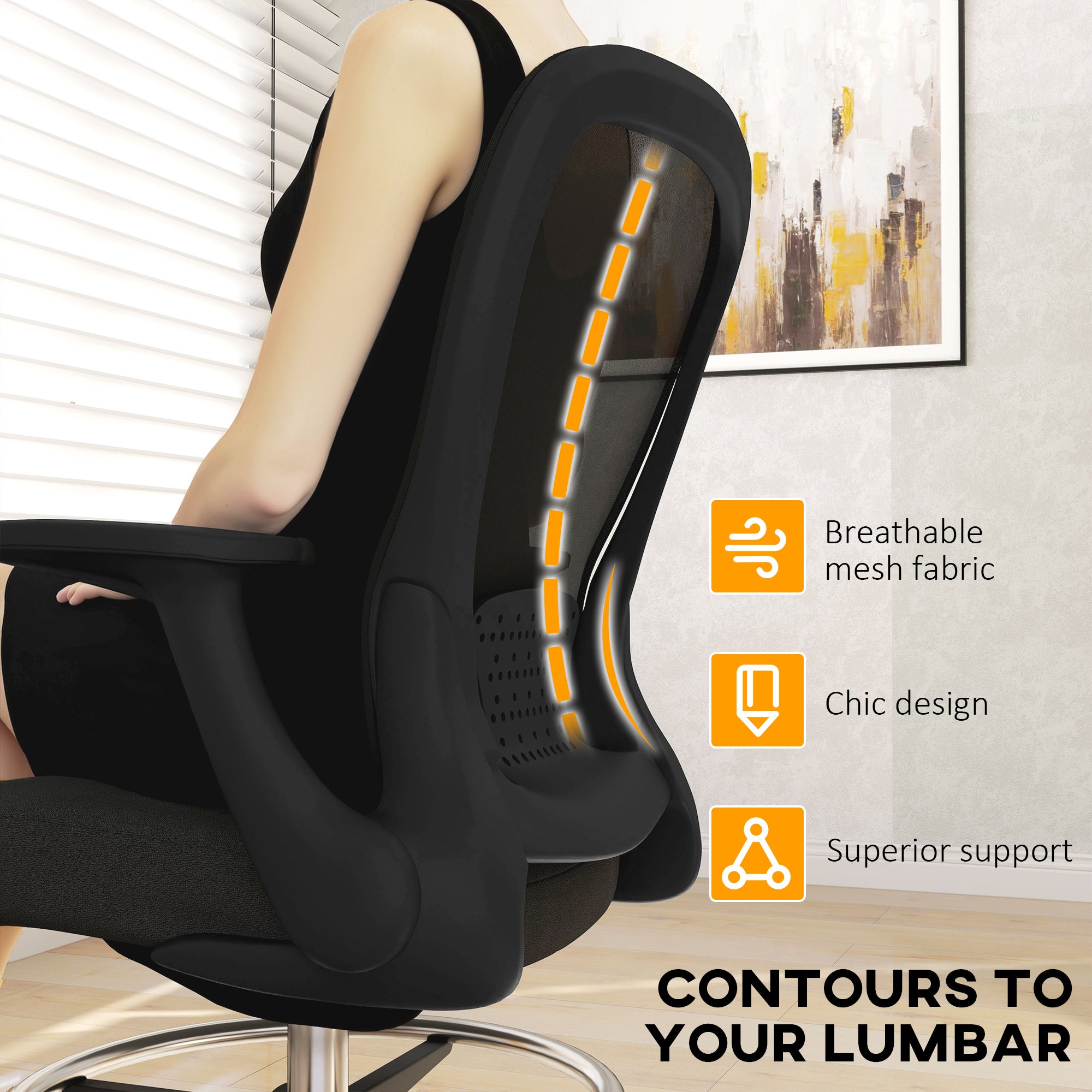 HOMCOM Drafting Chair Adjustable Height Breathable For Office featuring breathable mesh back and lumbar support.