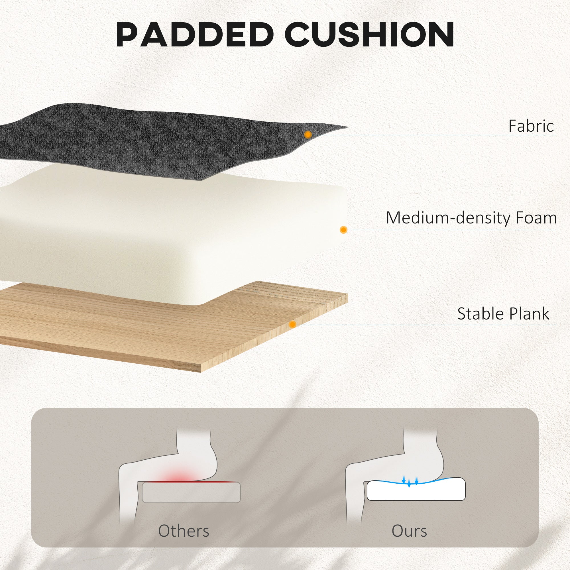 HOMCOM Drafting Chair Adjustable Height Breathable For Office padded cushion: fabric, foam, stable plank.