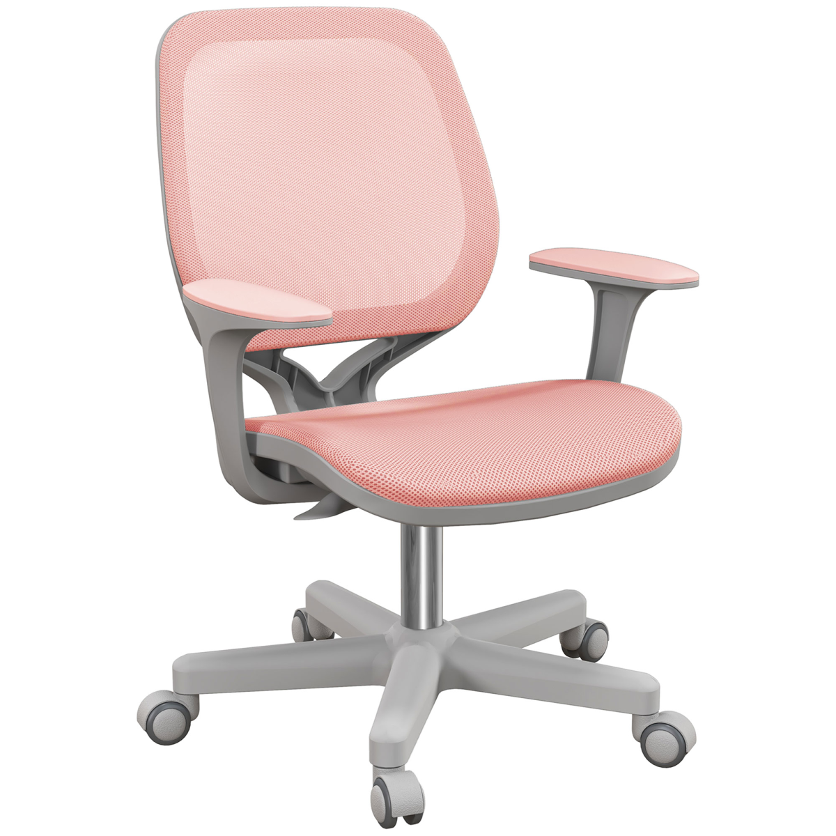 Vinsetto Office Chair Mesh Ergonomic 360 Swivel for Work with pink mesh seat and back, grey base