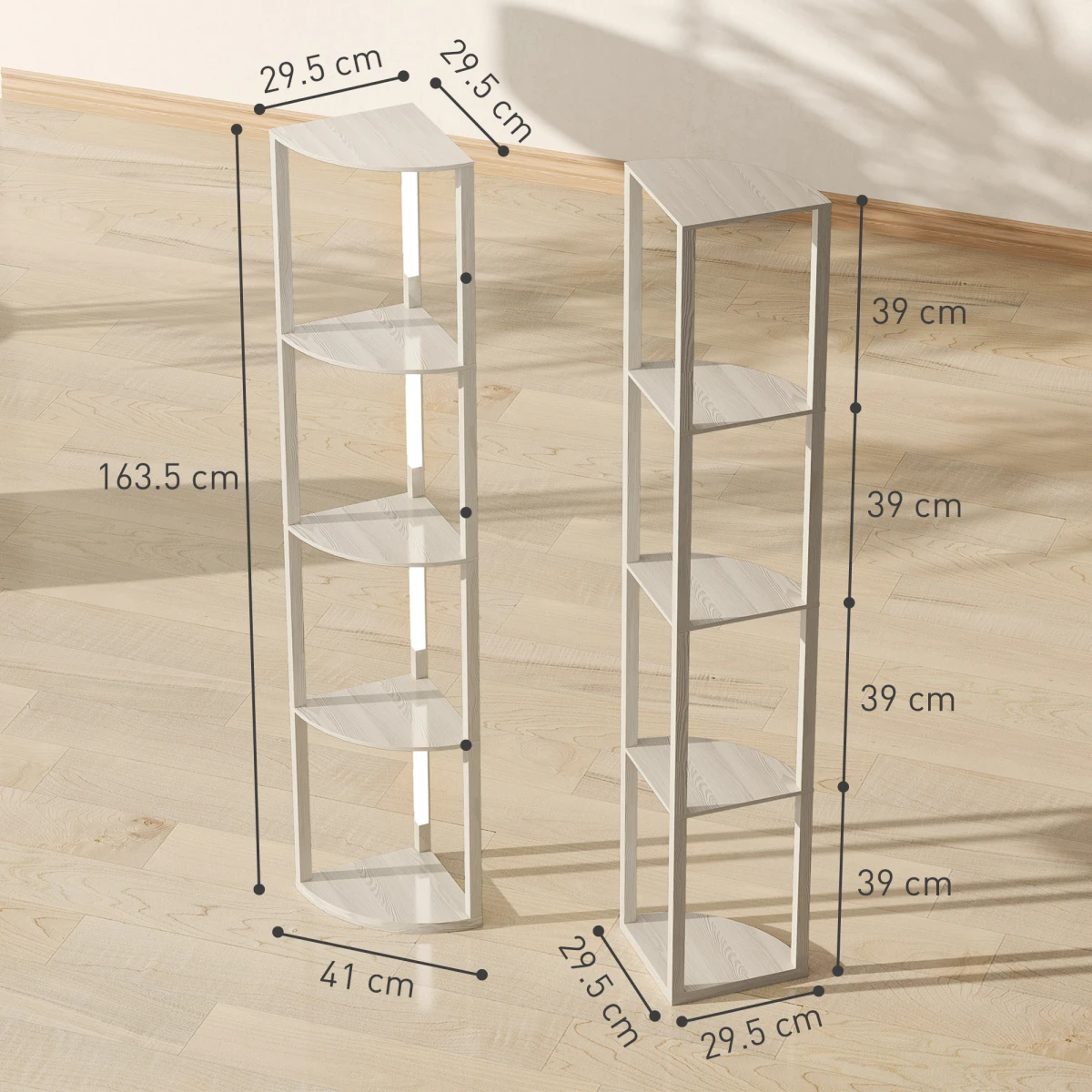 HOMCOM Corner Floor Lamp with Three Shelves and Dimmable Light by HOMCOM