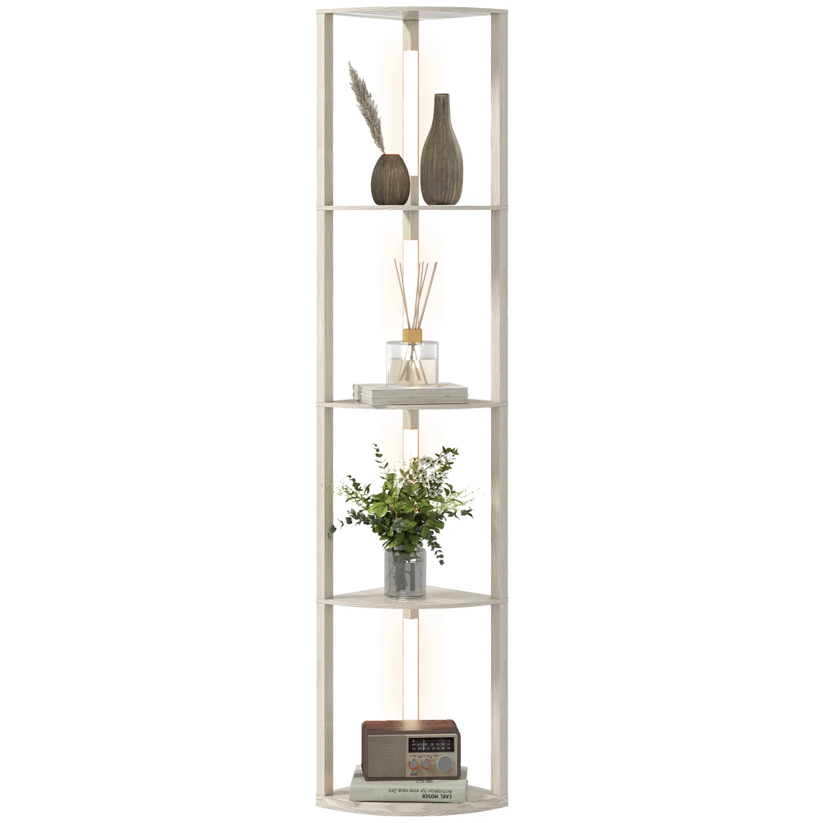 HOMCOM Corner Floor Lamp with Three Shelves and Dimmable Light by HOMCOM
