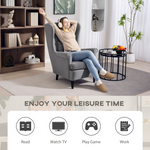 HOMCOM Wingback Chair 70cm High Velvet Comfort Living Room — a woman relaxing in a gray velvet wingback chair.