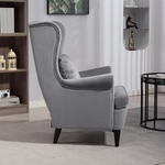 HOMCOM Wingback Chair 70cm High Velvet Comfort Living Room in plush grey velvet for cozy living spaces