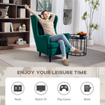 HOMCOM Wingback Chair 70cm High Velvet Comfort Living Room — a person relaxing in a green velvet wingback chair.