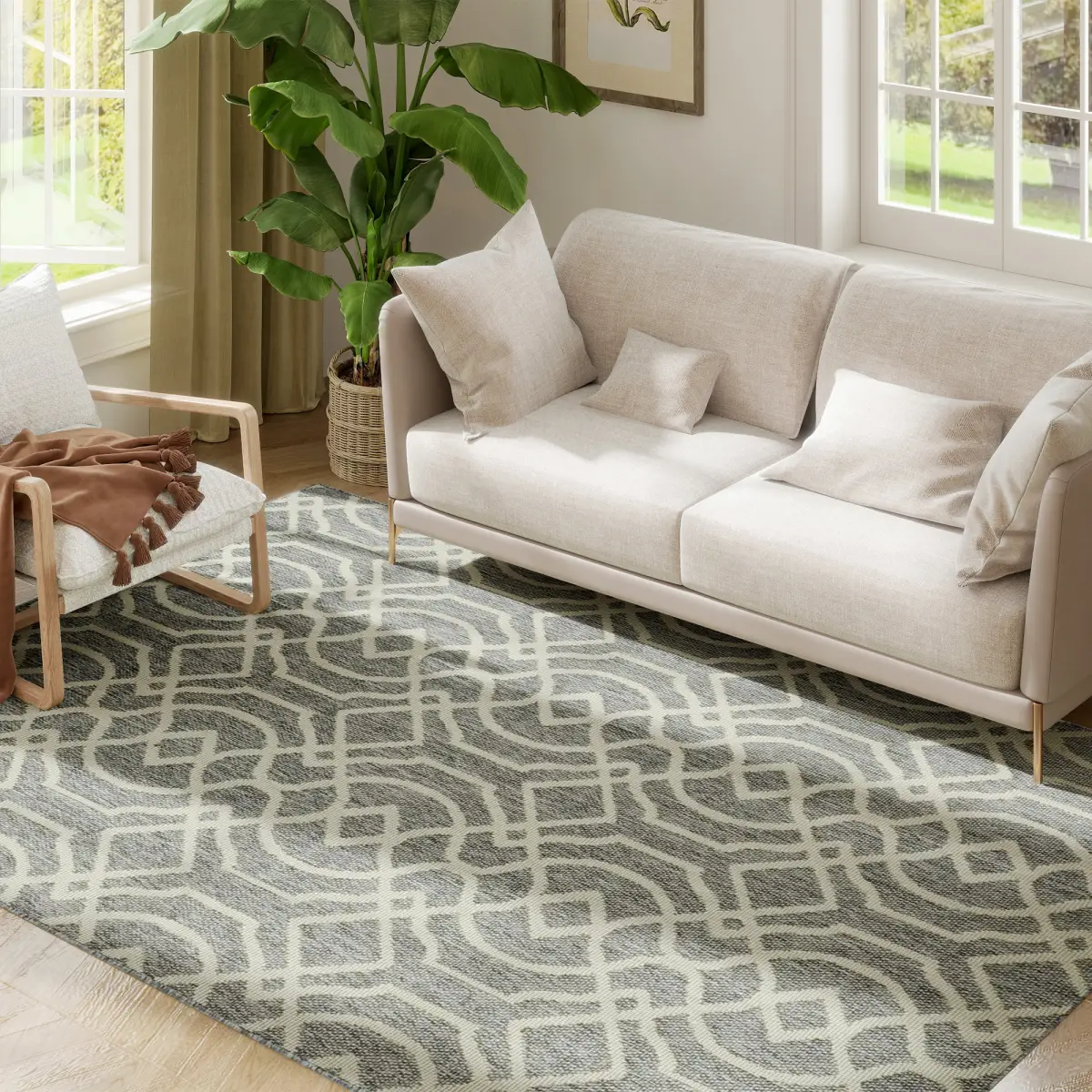 HOMCOM HOMCOM Easy-Cleaning Machine Washable Rug for Patio, Garden - Rug
