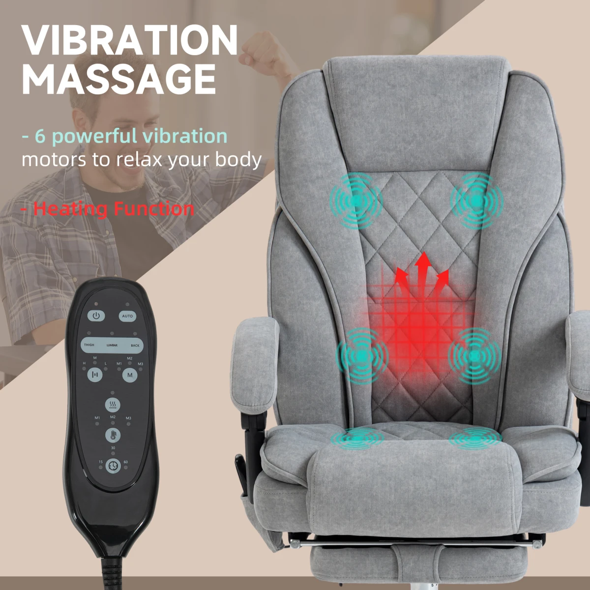 Vinsetto Vinsetto Massage Office Chair Six Point Massage For Desk - Office Chair