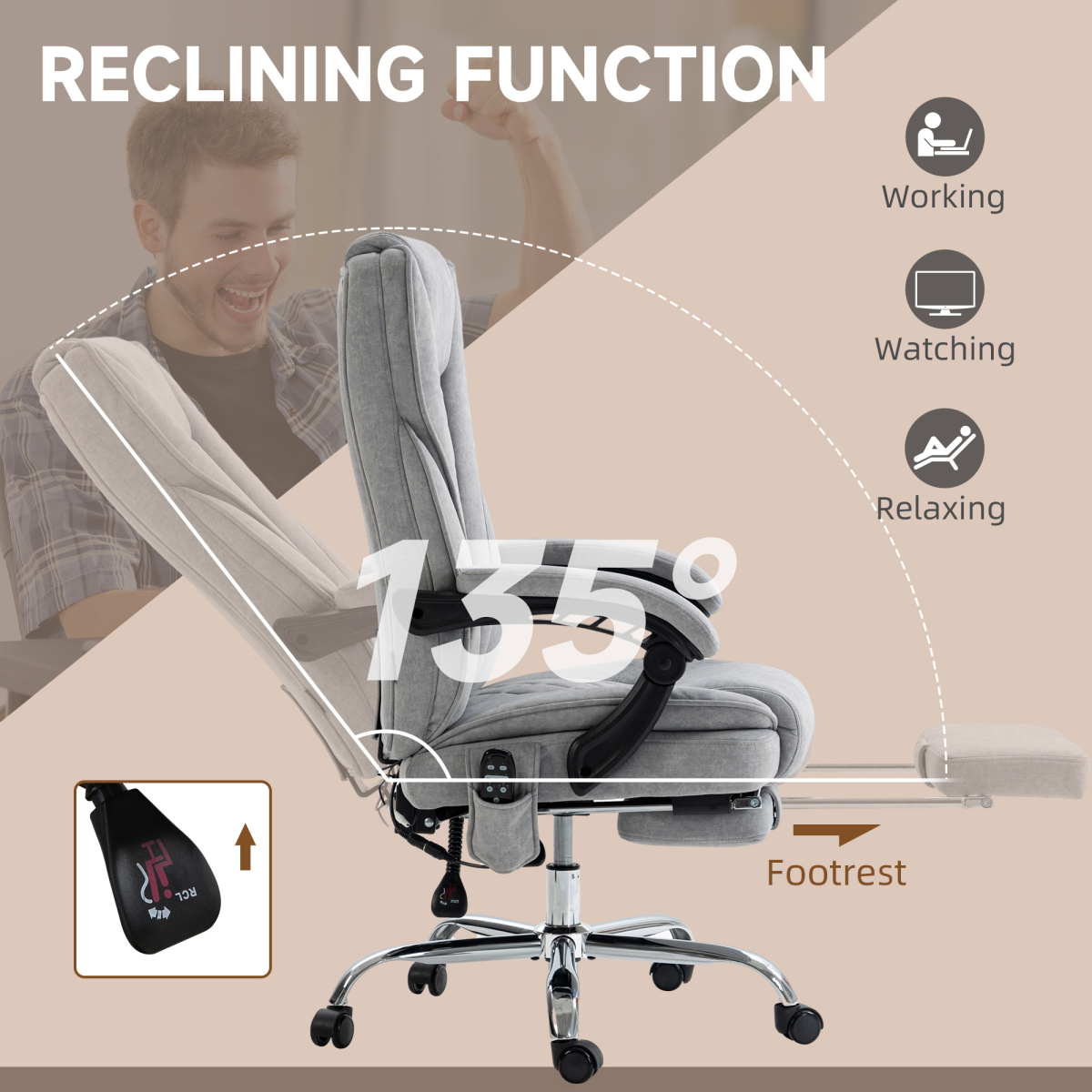 Vinsetto Massage Office Chair Six Point Massage For Desk — desk chair with six-point massage and heating.