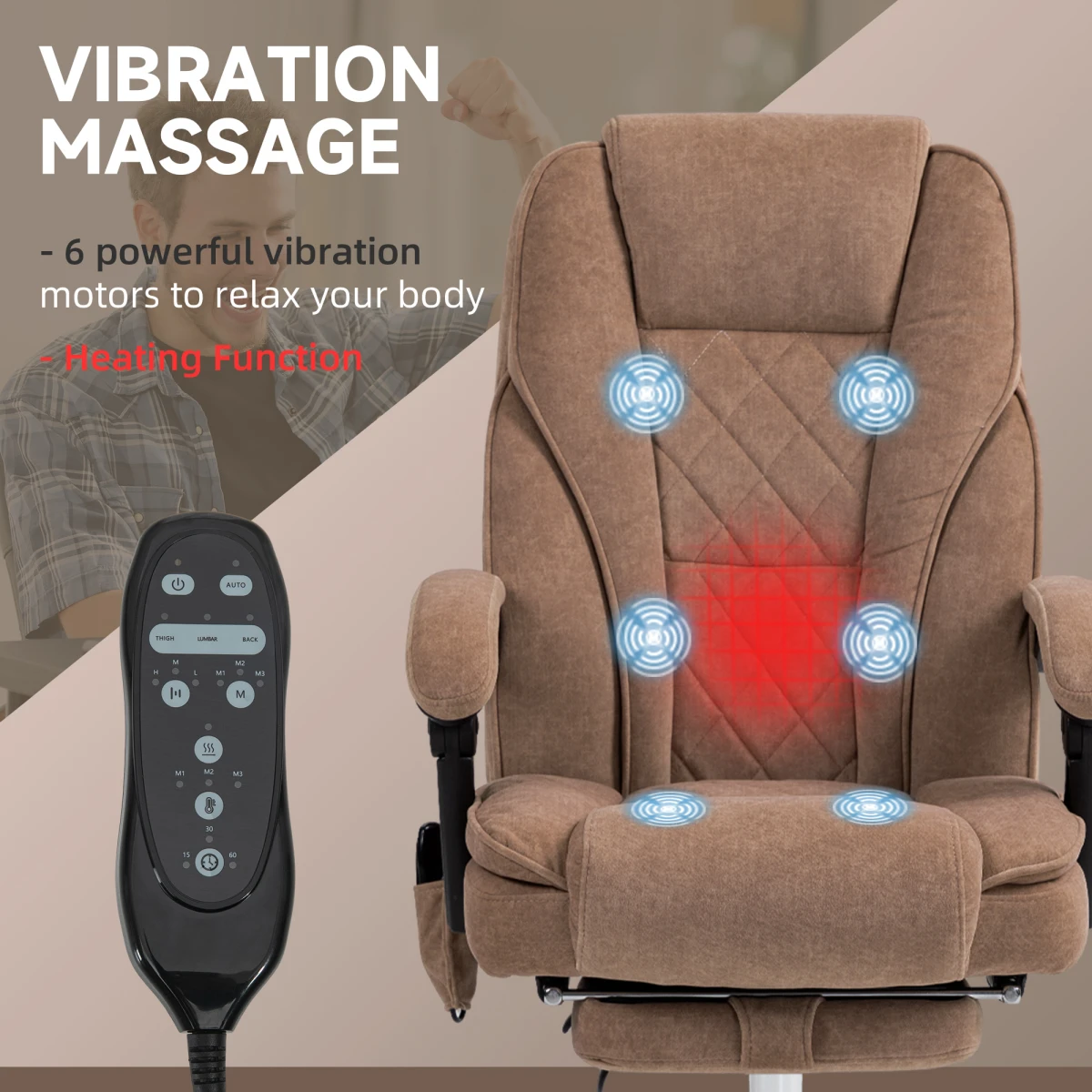 Vinsetto Massage Office Chair Six Point Massage For Desk by Vinsetto