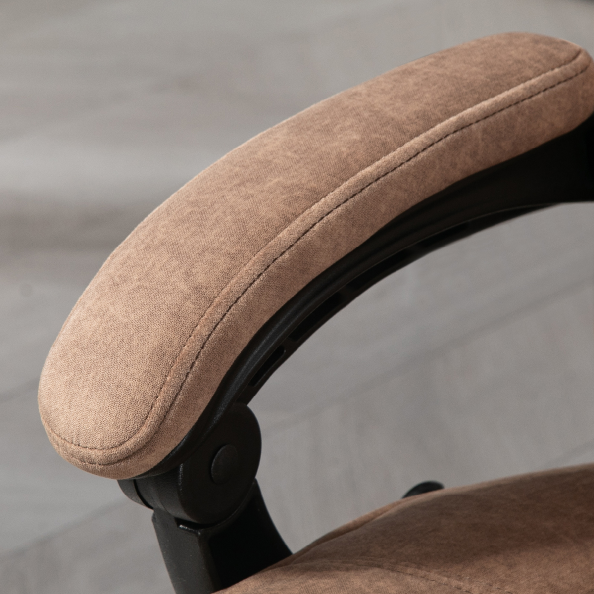 Vinsetto Massage Office Chair Six Point Massage For Desk close-up of brown suede armrest with stitching