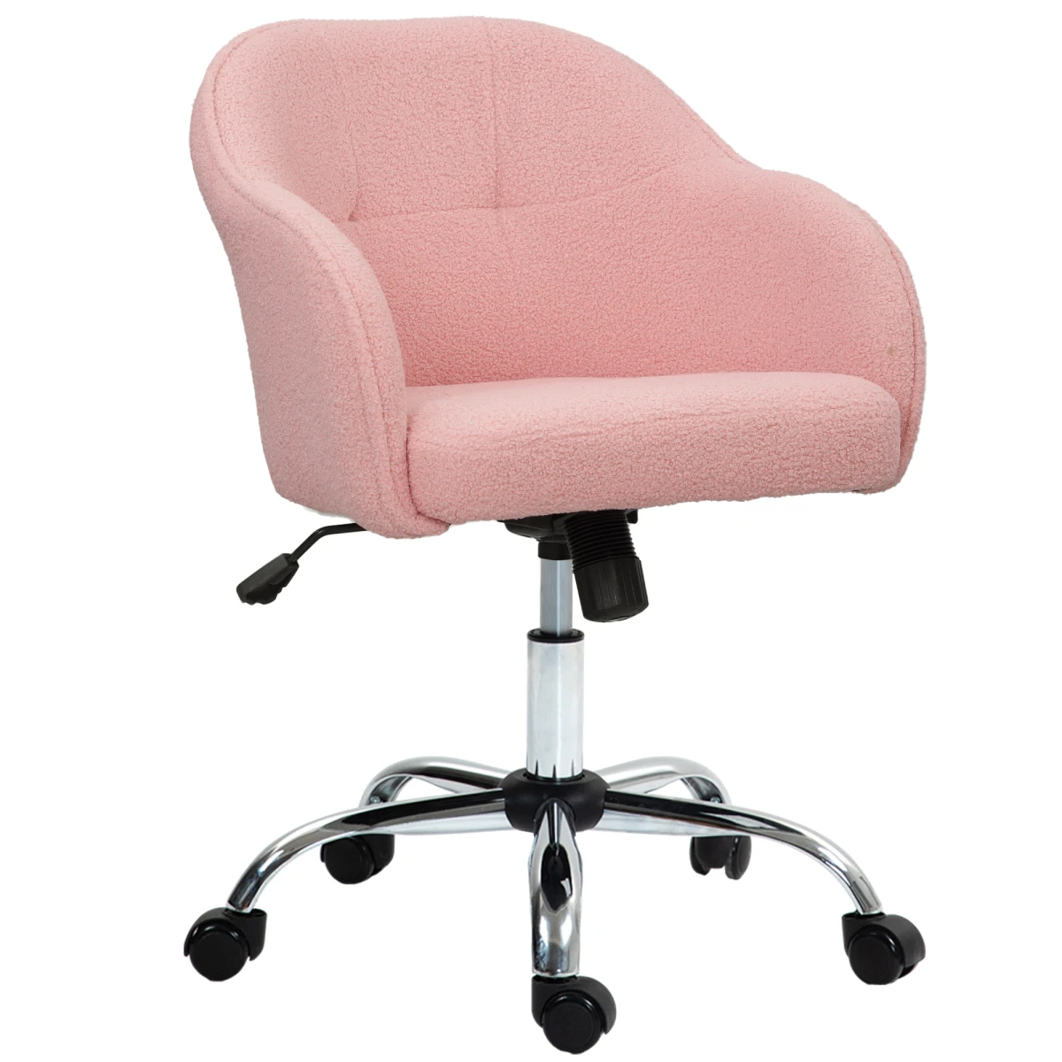 HOMCOM HOMCOM Fluffy Vanity Chair 46-56cm Height Adjustable Tilt Swivel With Wheels For Desk - Office Chair