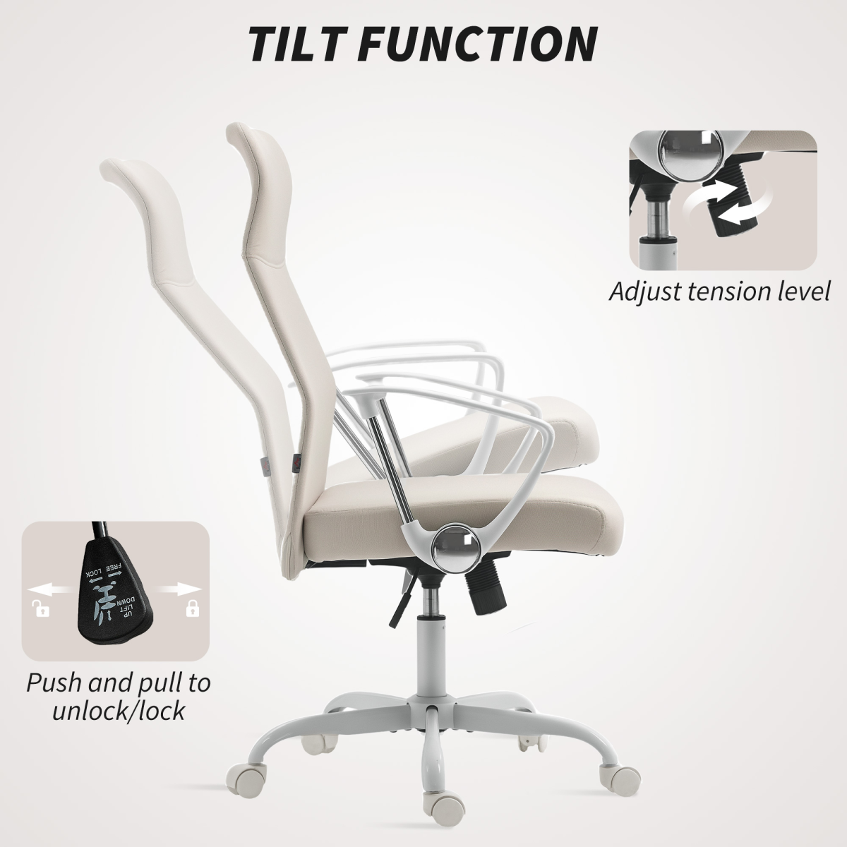 HOMCOM High Back Office Chair Adjustable Tilt For Home with tilt function and ergonomic back support for home office